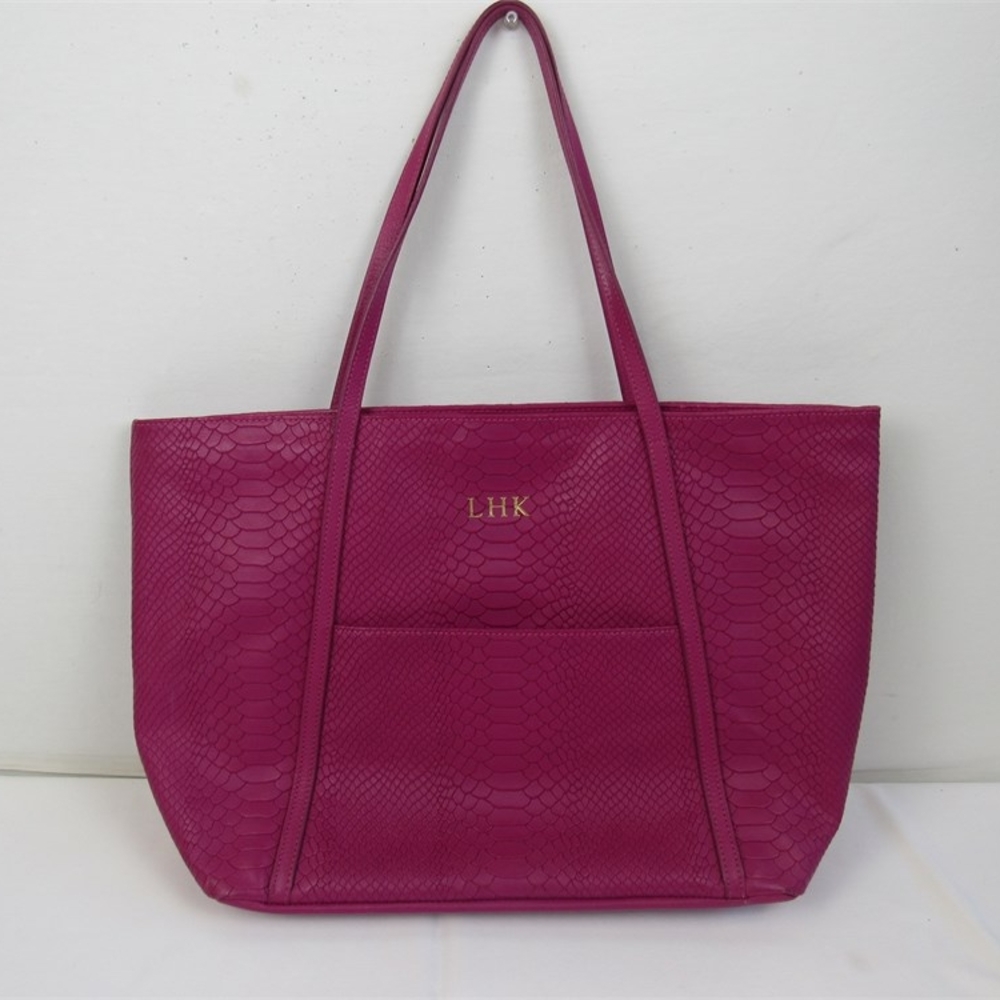 GiGi New York Pink Python Tote Bag with Textured Leather Finish
